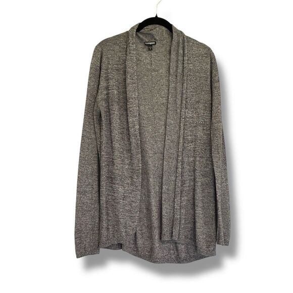 Express Women’s Black Marled Knit Open Cardigan Small Minimalist - Picture 1 of 6
